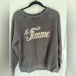 Sol Angeles X Anthropologie | La Femme Washed Black Sweatshirt |